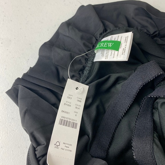 J. Crew Matte Ruffle One Shoulder One Piece Swimsuit Black Womens Size 6 NWT - Picture 4 of 7